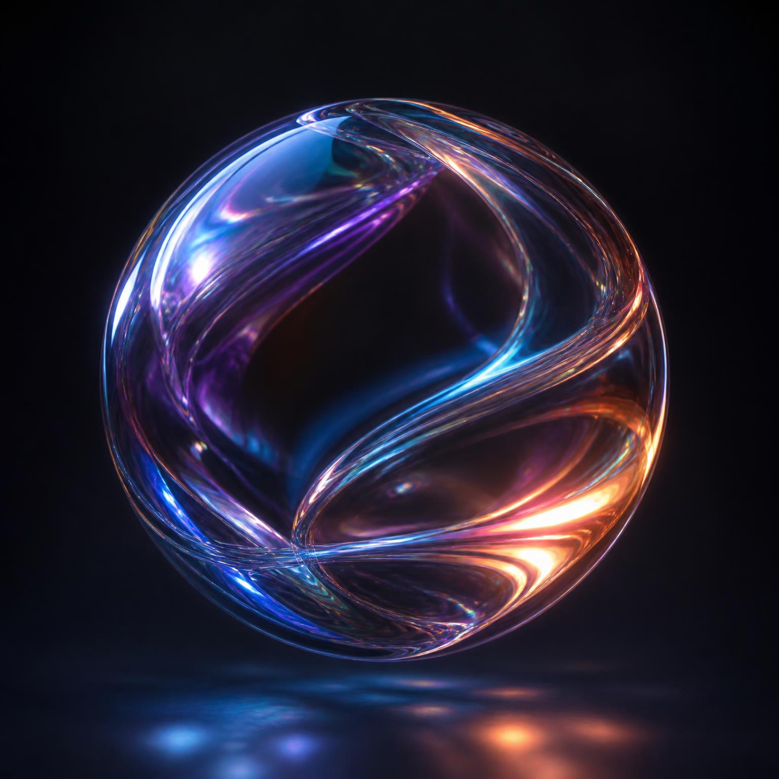 Iridescent glass knot representing the context layer